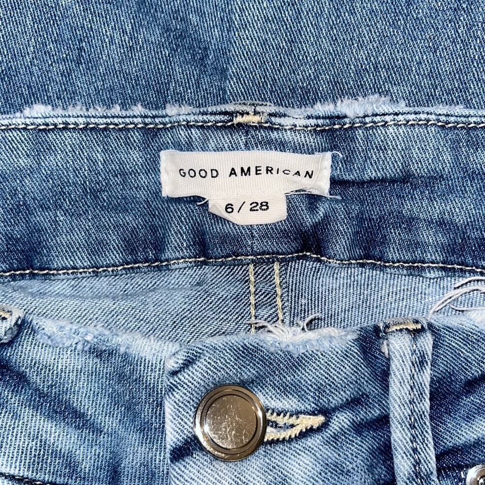 Good American Good Legs Distressed Skinny Jeans – Blue Wash, Size 6/28 - Picture 5 of 8